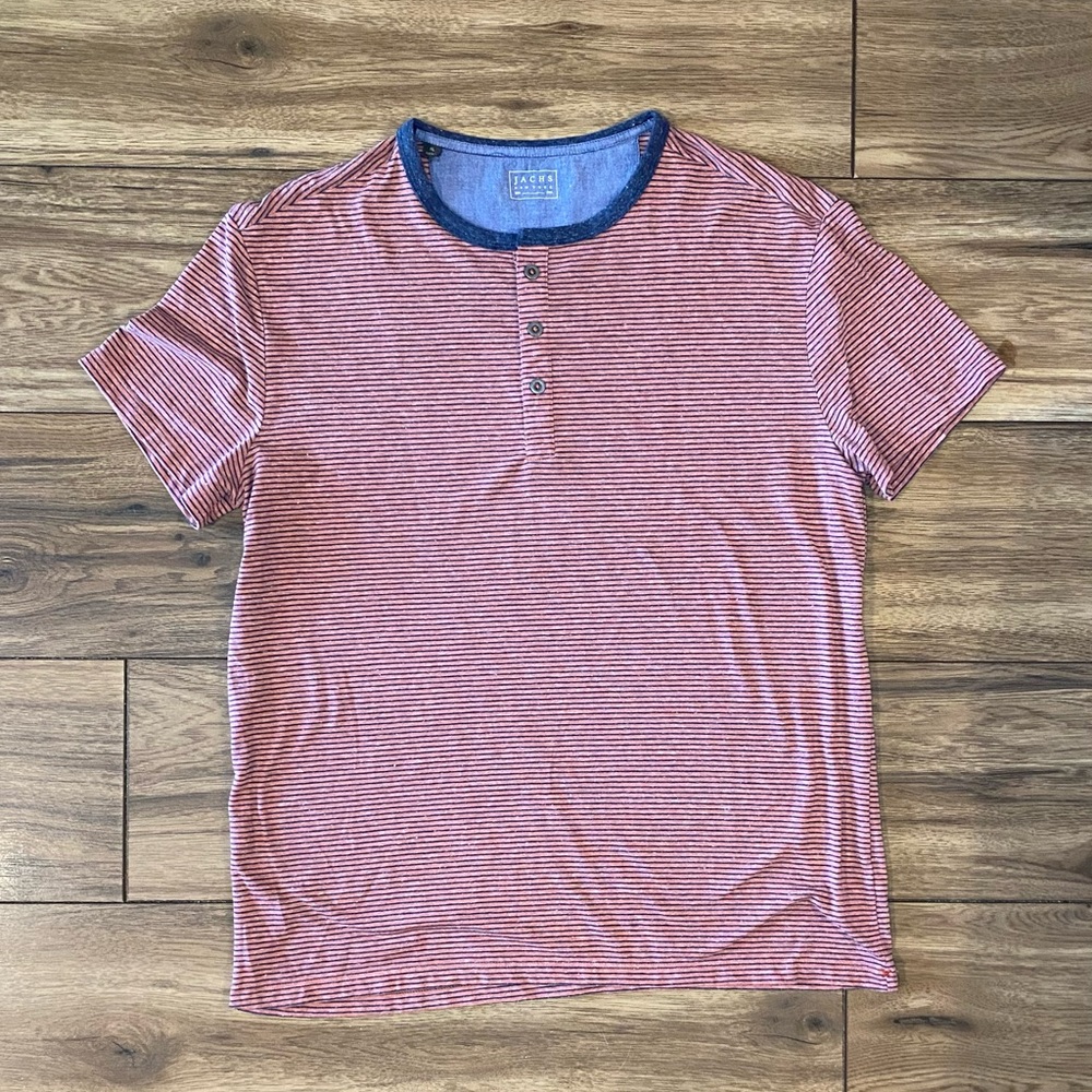 Jachs New York Red and Blue Striped Short Sleeve XL Tee